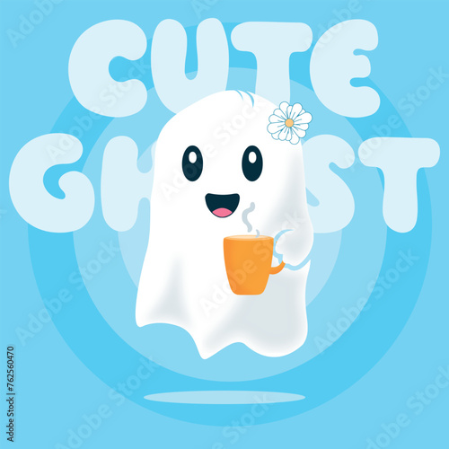 Cute Ghost Cartoon Character (ID: 762560470)