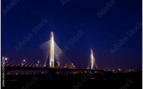 Landscape view of bridge at night Naju city, South Korea. 