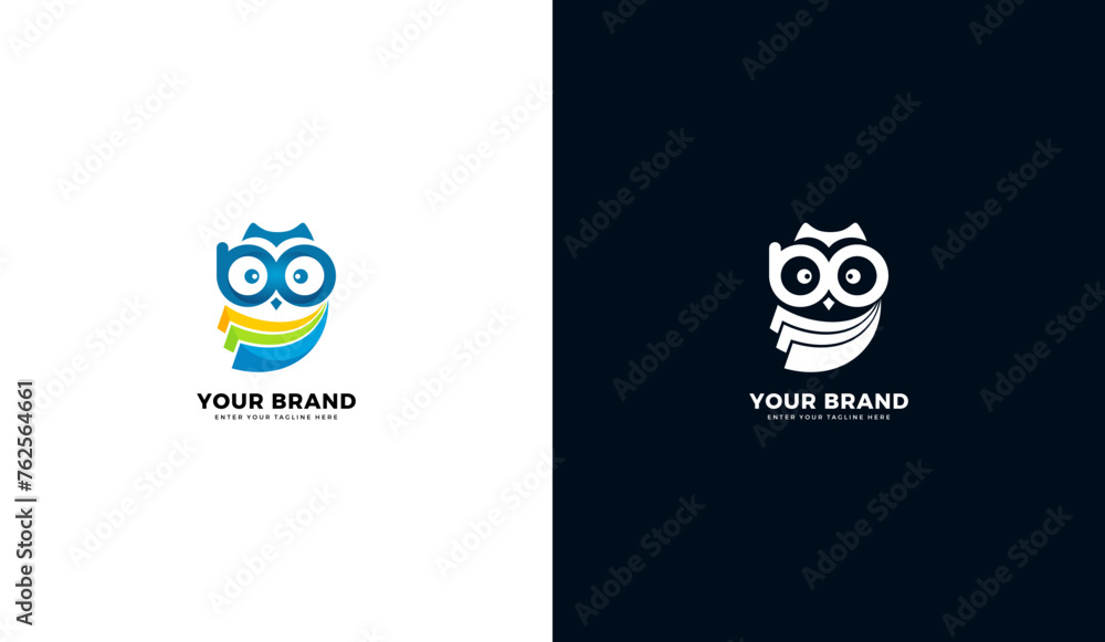 Naklejka premium Owl chart logo mascot. Owl icon, business. Vector illustration design