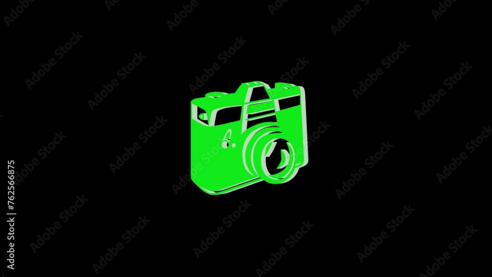 3d camera logo icon loopable rotated green color animation black background 3d camera logo icon loopable rotated green color animation black background