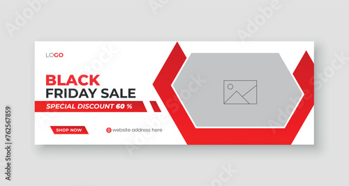 Black friday discount sale social media facebook cover design or web banner ads template.