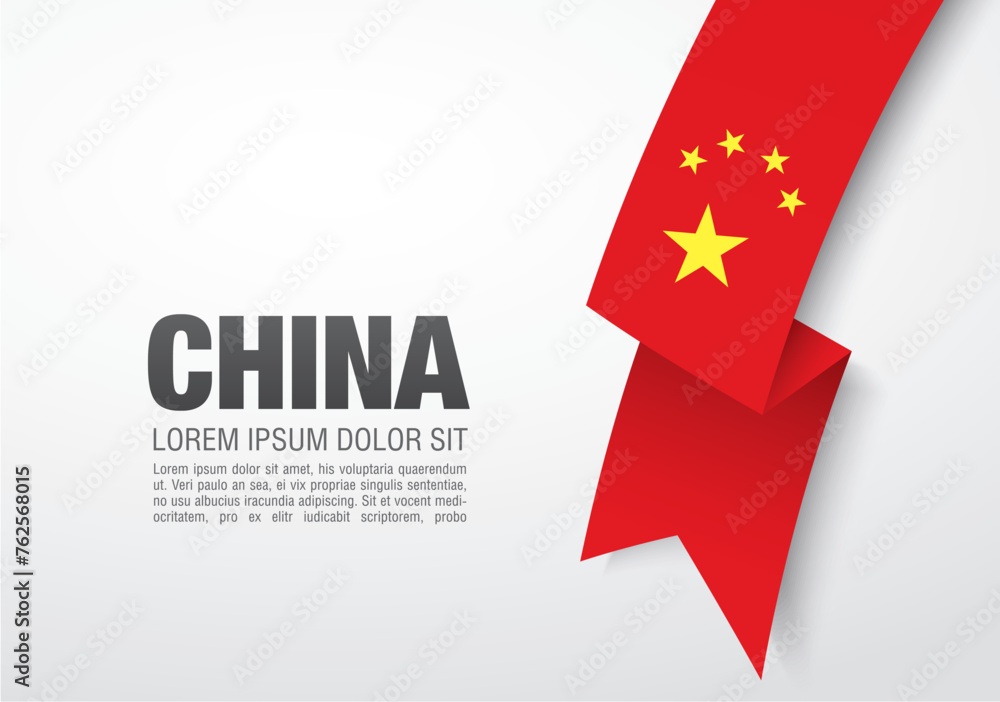 Flag of People's Republic of China, vector illustration, card layout design