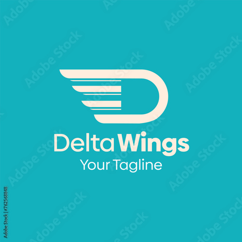 Delta Wings Logo Design Template: Merging Letter D with Wings Symbol. This modern alphabet-inspired logotype is perfect for Technology, Business, Organizations, Personal Branding, and more.