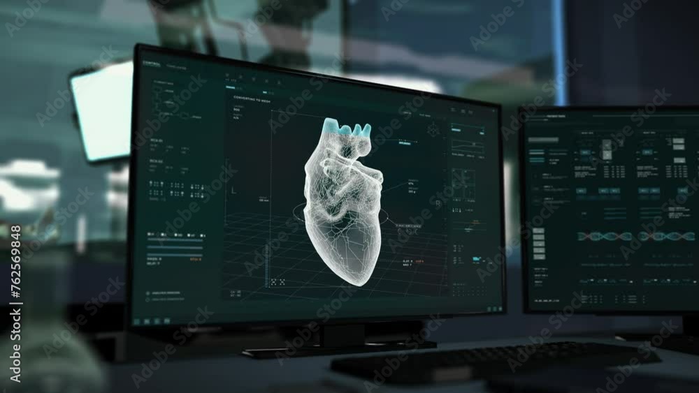 Electronic printing project is inspecting the digital human heart. Electronic printing device used for the lab project. Electronic printing device creates a 3D heart during organ fabrication project. Electronic printing project is inspecting the digital human heart. Electronic printing device used for the lab project. Electronic printing device creates a 3D heart during organ fabrication project.