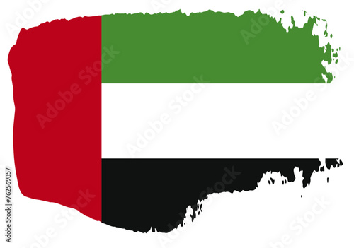 United Arab Emirates flag with palette knife paint brush strokes grunge texture design. Grunge brush stroke effect
