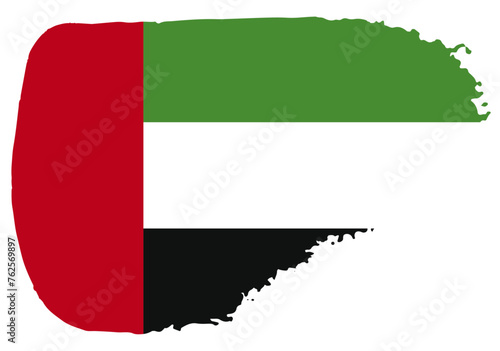 United Arab Emirates flag with palette knife paint brush strokes grunge texture design. Grunge brush stroke effect