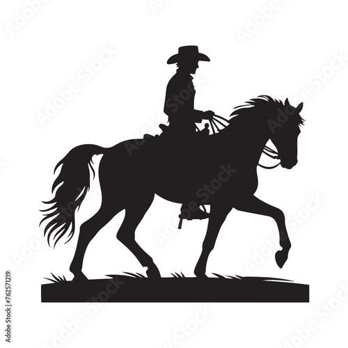 Frontier Legends  Cowboy Vector Silhouette Capturing the Grit  Freedom  and Spirit of Cowboy Culture  Minimalist cowboy black illustration