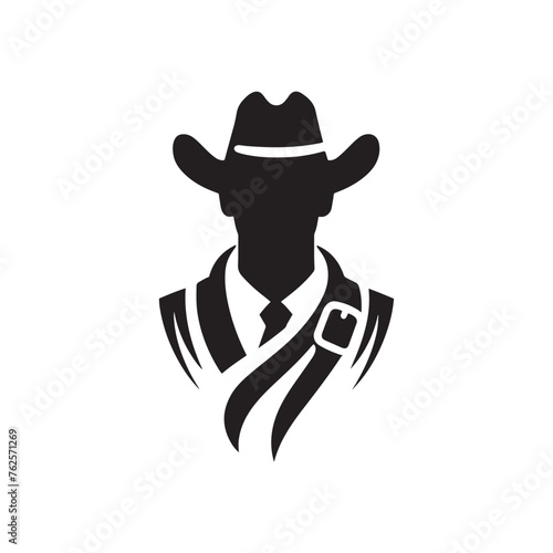 Frontier Legends: Cowboy Vector Silhouette Capturing the Grit, Freedom, and Spirit of Cowboy Culture, Minimalist cowboy black illustration