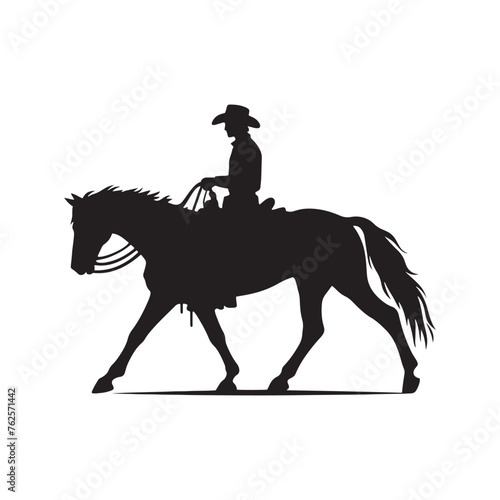 Frontier Legends: Cowboy Vector Silhouette Capturing the Grit, Freedom, and Spirit of Cowboy Culture, Minimalist cowboy black illustration