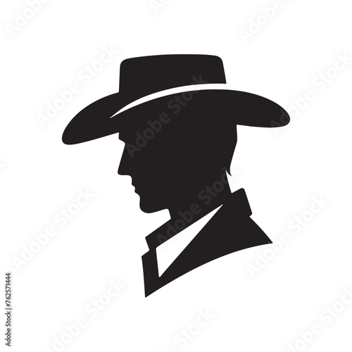 Frontier Legends: Cowboy Vector Silhouette Capturing the Grit, Freedom, and Spirit of Cowboy Culture, Minimalist cowboy black illustration