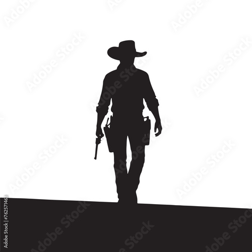 Frontier Legends: Cowboy Vector Silhouette Capturing the Grit, Freedom, and Spirit of Cowboy Culture, Minimalist cowboy black illustration