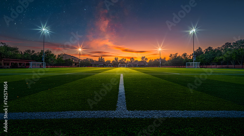 Enchanting Twilight at a Serene Soccer Field © slonme