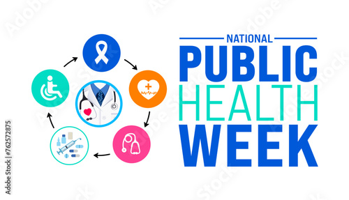 April is National Public Health Week background template. Holiday concept. use to background, banner, placard, card, and poster design template with text inscription and standard color. vector