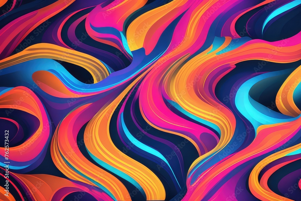Abstract background with neon wavy lines