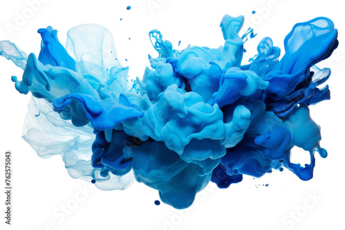 Dynamic Paint Burst in Blue Shades Isolated on Transparent Background PNG format