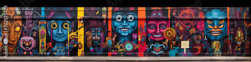 Explore the urban landscape with a psychedelic street art mural as your window to the city's soul.