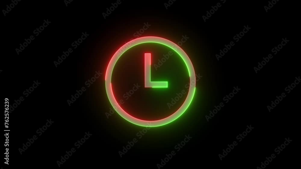 Neon recent icon green red color glowing animation black background Neon recent icon green red color glowing animation black background
