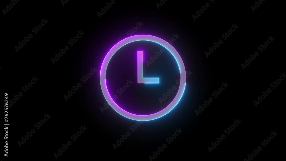 Neon recent icon cyan purple color glowing animation black background Neon recent icon cyan purple color glowing animation black background