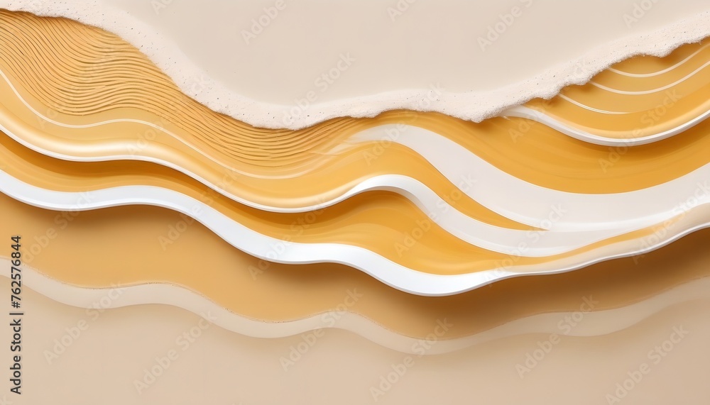 Sea wave golden beach abstract art illustration header, AI generated