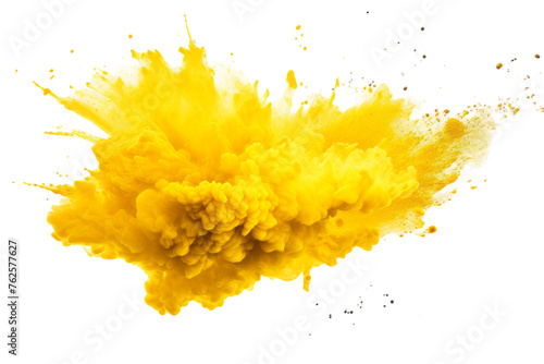 Paint Spray Explosive Yellow Isolated on Transparent Background PNG format