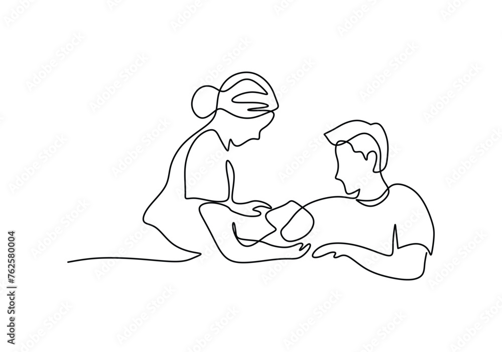 One line of doctor examining patient condition and checking pulse rate One line of doctor examining patient condition and checking pulse rate