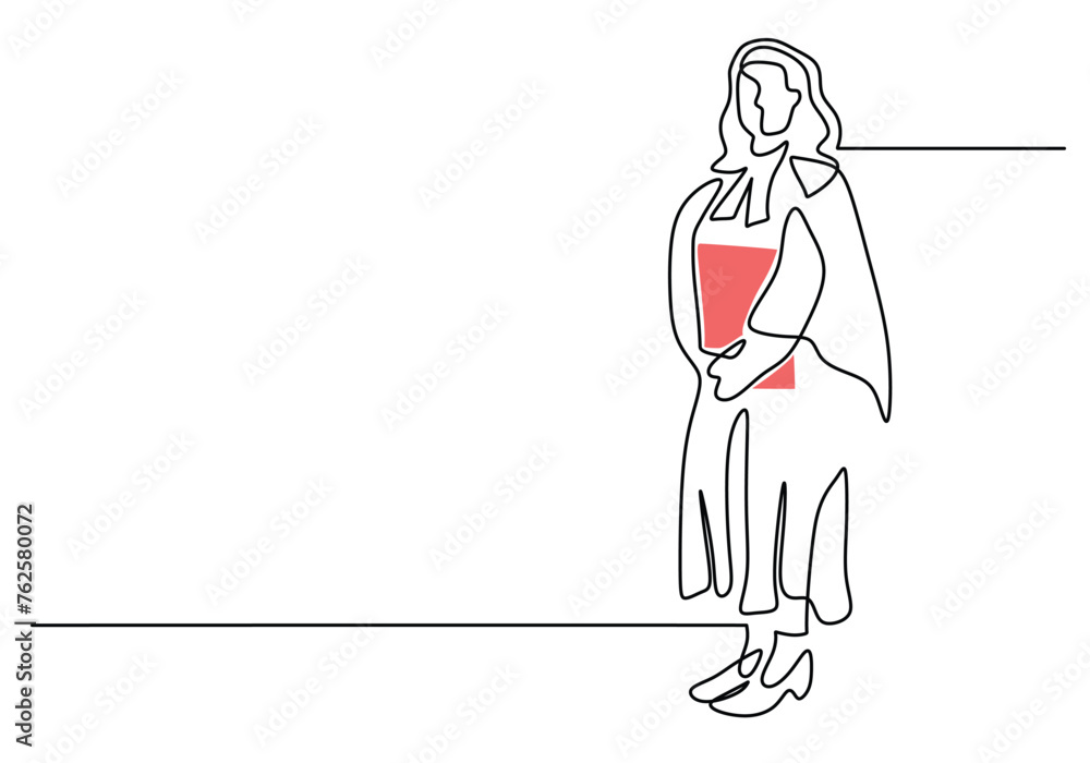 Single one line drawing law set concept. judge bring book