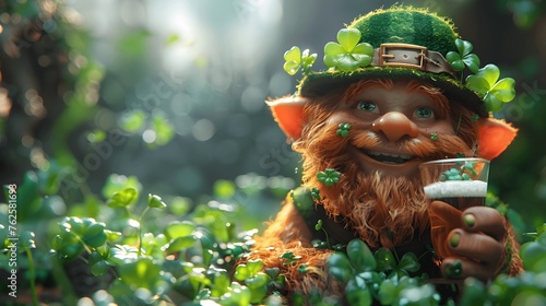 Saint Patrick's Day backdrop featuring vibrant shamrocks and leprechaun gold.