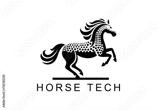 circle, equestrian, fast, horse, mammal, minimalist, modern, mustang, power, simple, speed, sport, stallion, technology, horse tech logo, horse technology, horse logo