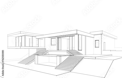 architectural sketch of a house   © Olha_And