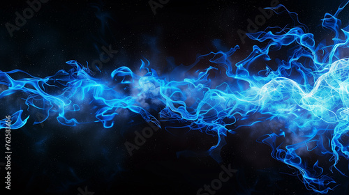 Blue flames on black background. 3d rendering, 3d illustration.