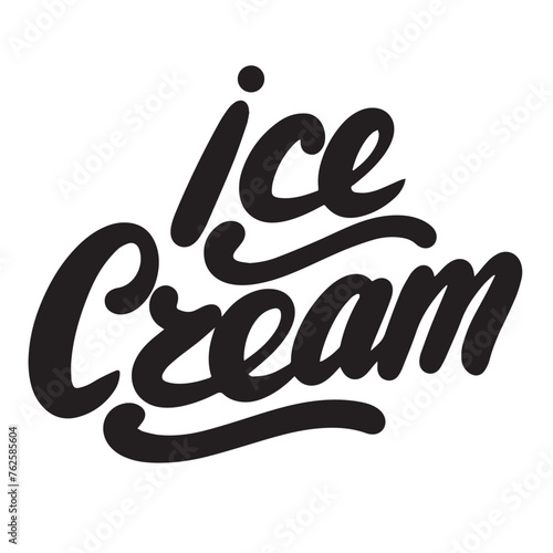 Ice Cream text isolated on transparent background. Hand drawn vector art.