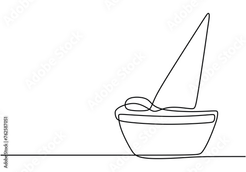 Ice cream in waffle cone on mug in one continuous line drawing