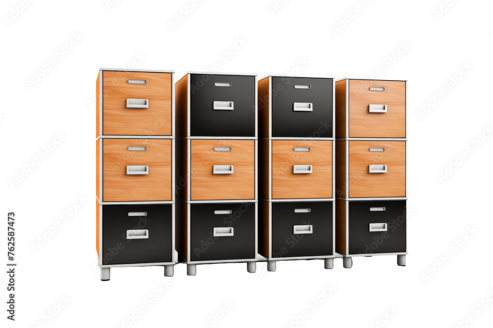 Compact Office Storage Unit Isolated on Transparent Background PNG format