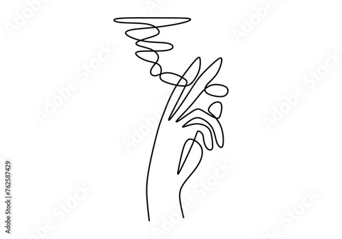 continuous single drawn one line hand with a cigarette