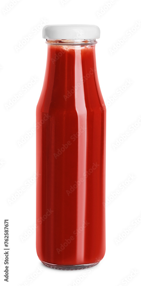 Tasty ketchup in bottle isolated on white. Tomato sauce Tasty ketchup in bottle isolated on white. Tomato sauce