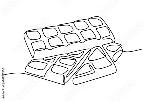 Continuous one line drawing of chocolate bar