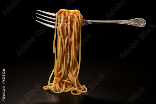 Spaghetti fork food. Tomato noodle. Generate AI