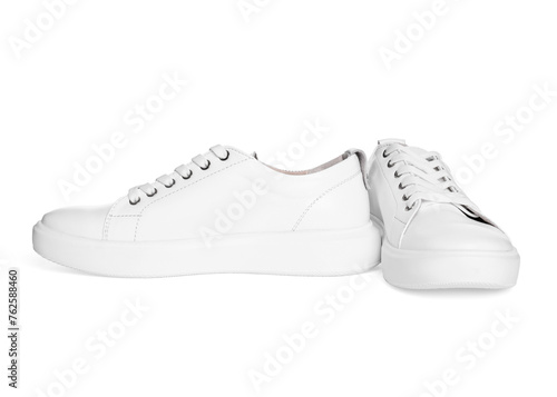 Pair of stylish sneakers isolated on white