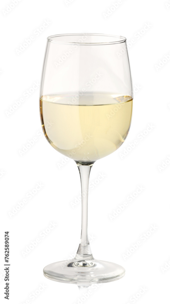 Tasty wine in glass isolated on white