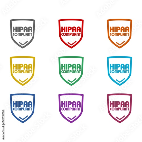 HIPAA Compliance icon isolated on white background. Set icons colorful