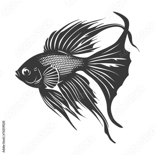 Silhouette Cute goldfish full body black color only