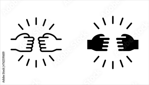 Fist Bump Isolated Line Icon set Style Design on white background