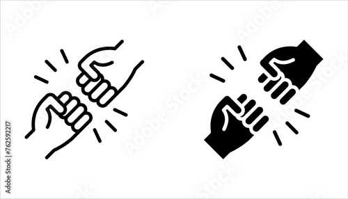 Fist Bump Isolated Line Icon set Style Design on white background photo