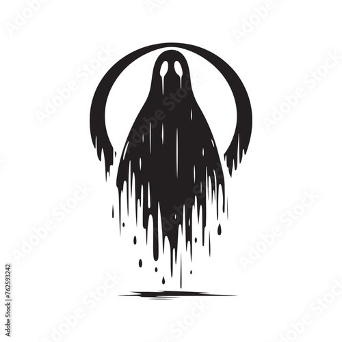Ghost silhouette: Vector Ghost Silhouettes Hauntingly Capturing Ethereal Forms in Minimalist Design. Ghost black illustration