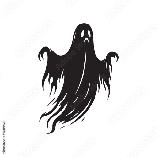 Ghost silhouette: Vector Ghost Silhouettes Hauntingly Capturing Ethereal Forms in Minimalist Design. Ghost black illustration