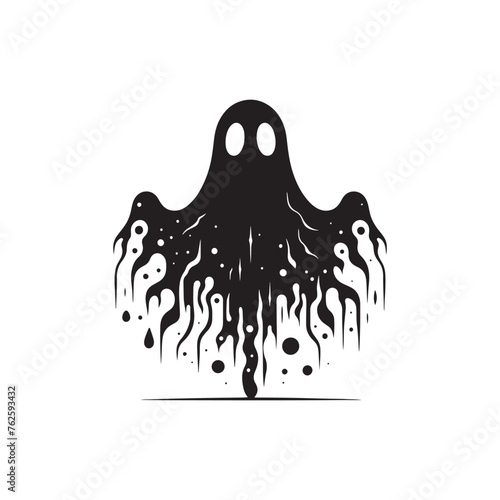 Ghost silhouette: Vector Ghost Silhouettes Hauntingly Capturing Ethereal Forms in Minimalist Design. Ghost black illustration