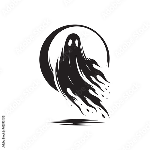 Ghost silhouette: Vector Ghost Silhouettes Hauntingly Capturing Ethereal Forms in Minimalist Design. Ghost black illustration