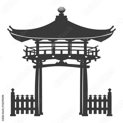 Silhouette japanese traditional gate black color only