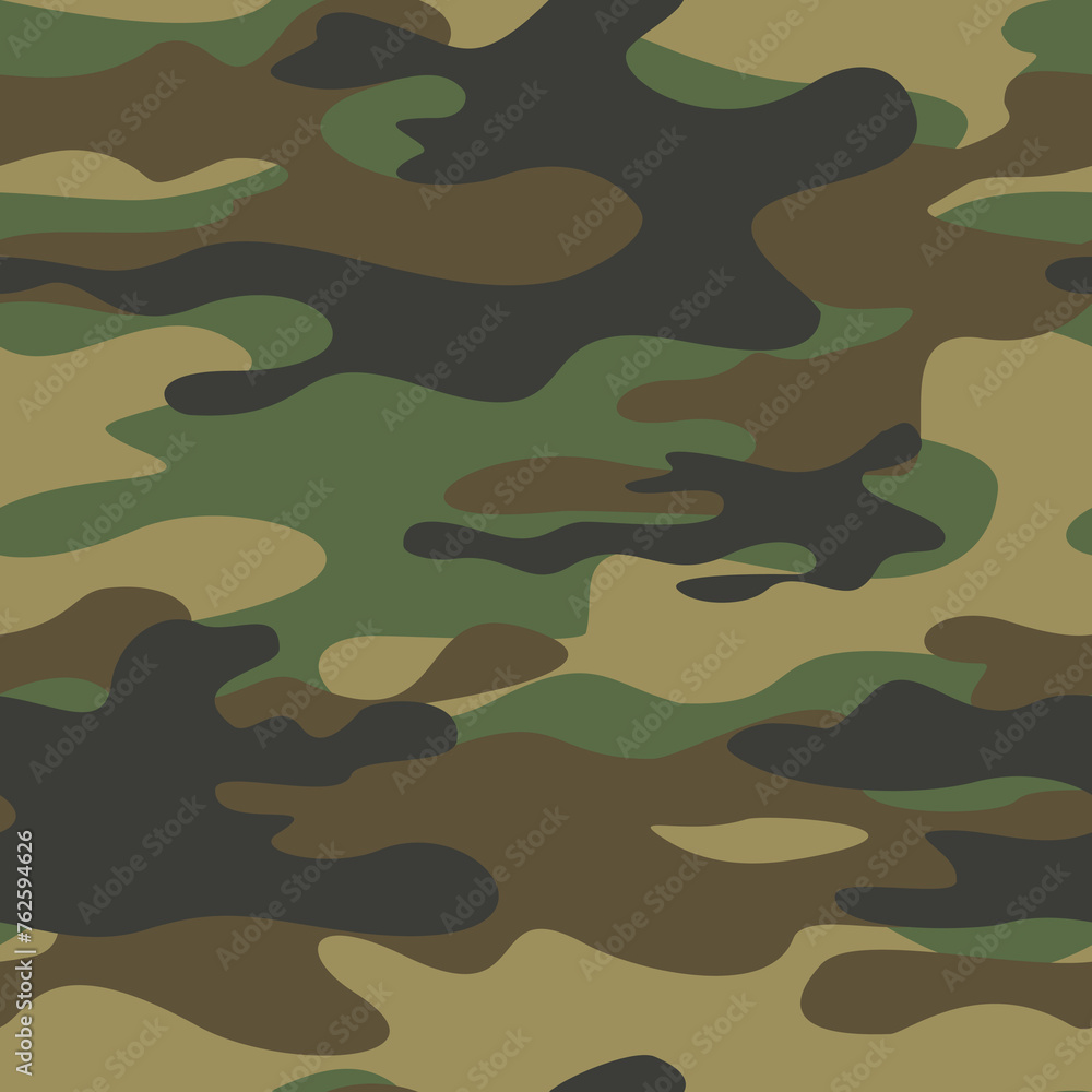 Naklejka premium Modern camouflage, classic seamless pattern, military background. Shape, street print