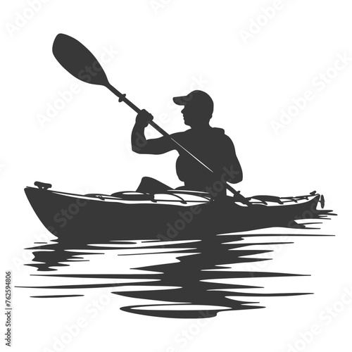 Silhouette Man Canoe Player in action full body black color only